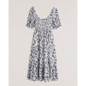 Abercrombie Smocked Gray/White Floral Dress NWT